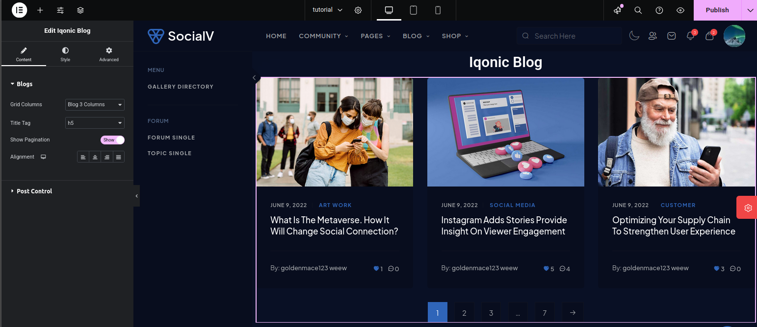 Iqonic Blog Widget